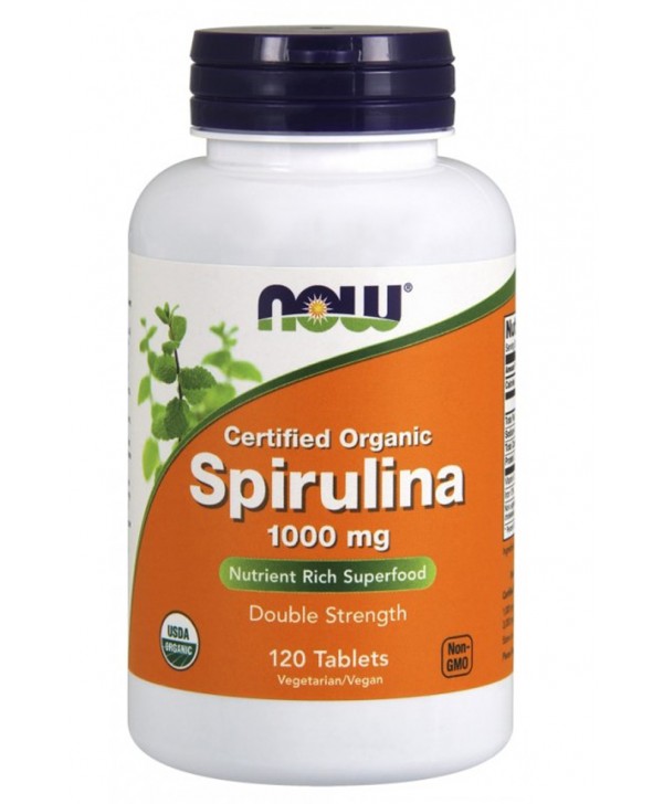 NOW Spirulina, Спирулина 1000 мг 120 табл.